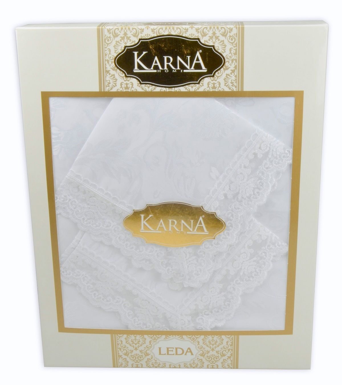 Скатерть с салфетками "KARNA" с гипюром LEDA (160х220) см 1/6